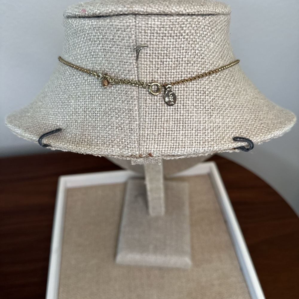 Ann Taylor LOFT gold-tone statement necklace with white, black and pink stones - Picture 3 of 3